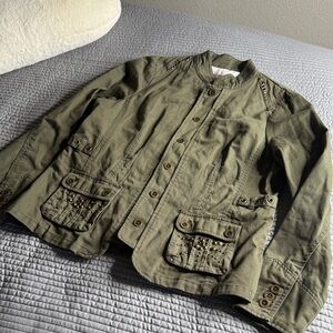 MOTTO your style mantra women’s Olive Utility Jacket with Studded Pockets